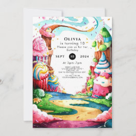 Enkel Lollipop Candyland Birthday Inbjudningar