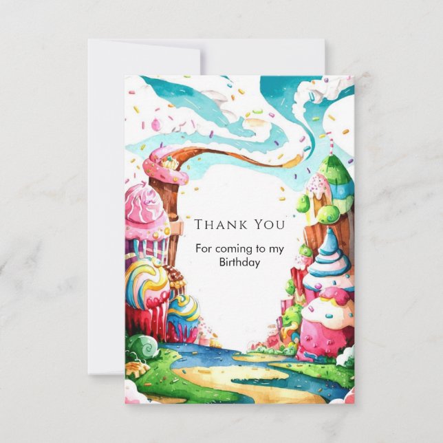 Enkel Lollipop Candyland Birthday Tack Kort (Framsida)