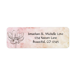 Enkel Lotus Flower Rosa Guld Marble Bkg Adress Returadress Etikett