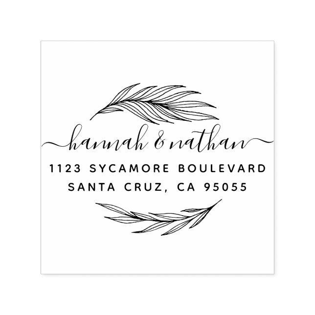 Enkel Löv för Elegant | BRÖLLOP RETURADRESS Självfärgande Stämpel (Design)