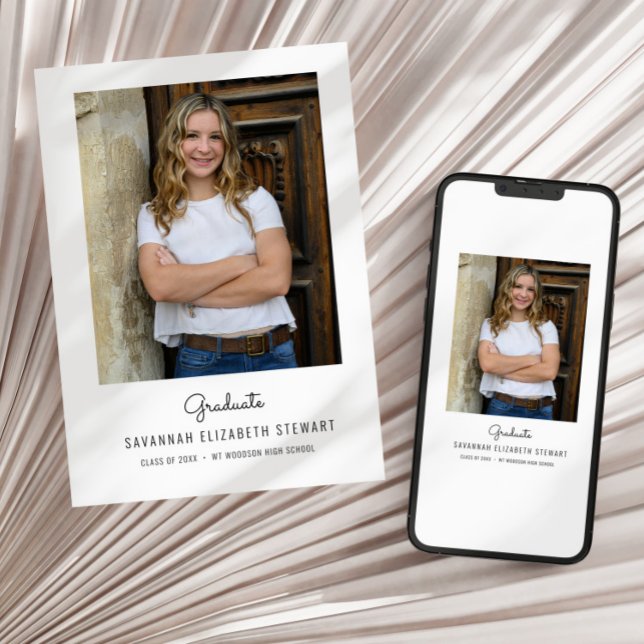 Enkel Löv för kvinnligt Studenten-meddelande Inbjudningar (Skapare uppladdad)