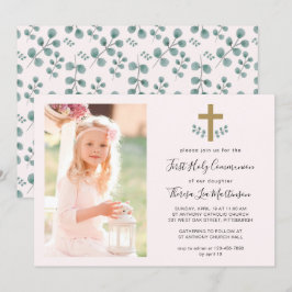 Enkel Löv med Kor Heliga Communion Photo Inbjudningar