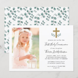 Enkel Löv med Kor Heliga Communion Photo Inbjudningar