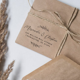 Enkel Löv Modern skript Bröllop par Adress Stämpel