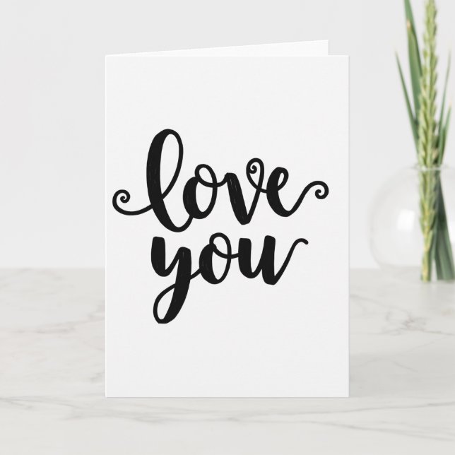 Enkel Love You Brush Script-kort Kort (Framsida)