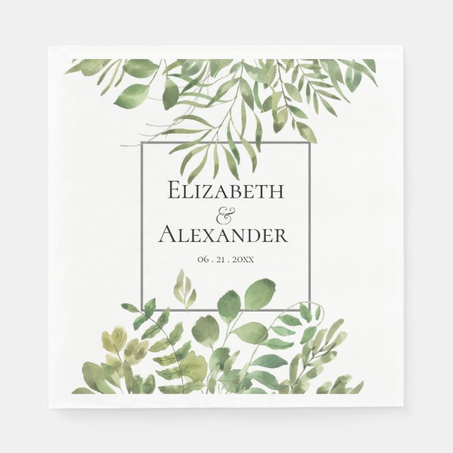 Enkel lövning, bröllopsmottagning pappersservett (Framsidan)