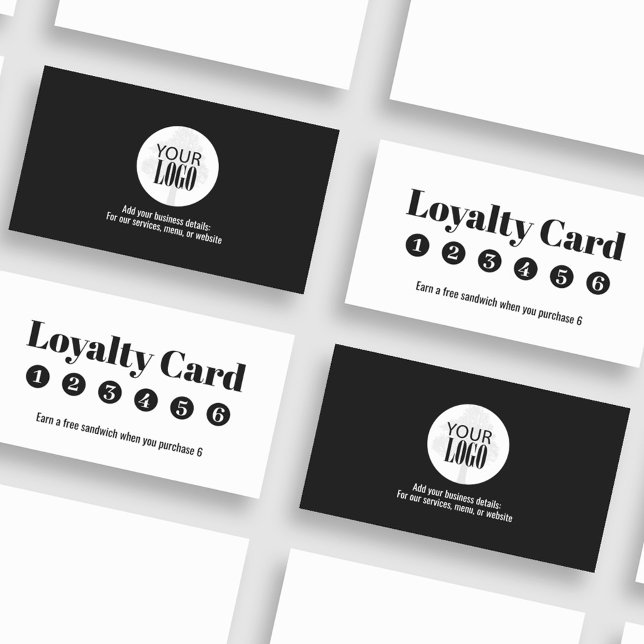 Enkel Loyalty Business Logo Black and White Lojalitetskort (Black and white business loyalty card with your logo. )