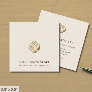Enkel Luxury Guld Logotyp Fyrkantigt Visitkort