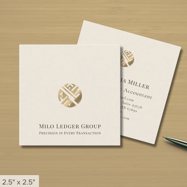 Enkel Luxury Guld Logotyp Fyrkantigt Visitkort (Skapare uppladdad)