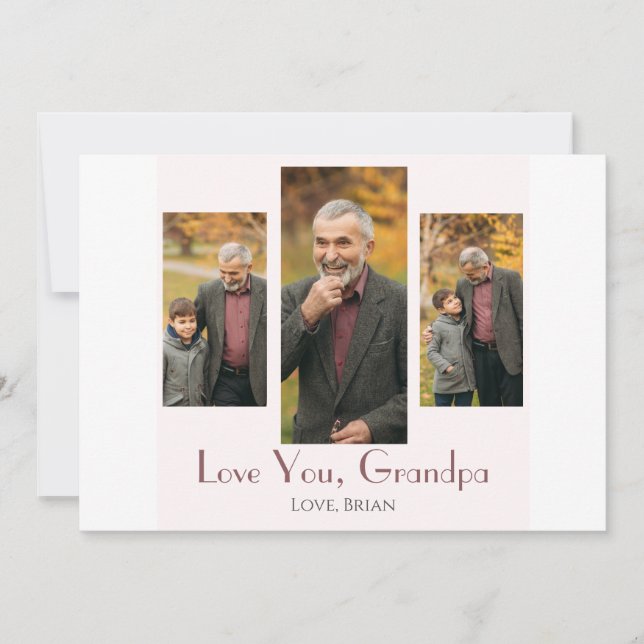 enkel Lycklig Fars dag, morfar tre foto Julkort (Framsida)