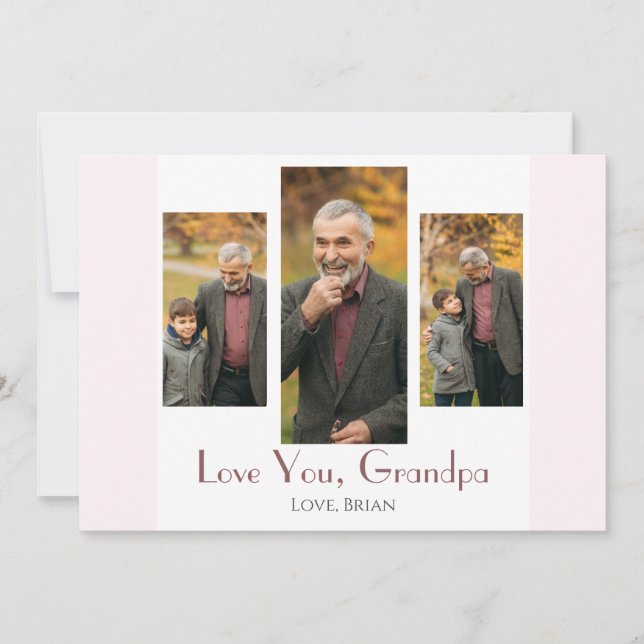 enkel Lycklig Fars dag, morfar tre foto Julkort (Framsida)