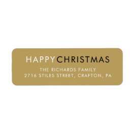 Enkel Lycklig-jul, modern Guld-Returadress Returadress Etikett