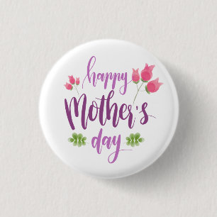 Enkel Lycklig Mors dag-Blommigt PIN-knapp Knapp