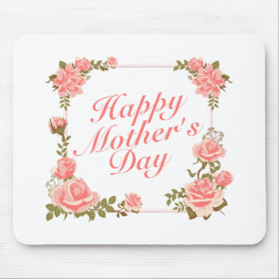Enkel Lycklig Mors dag Blommigt Ram Mousepad Musmatta