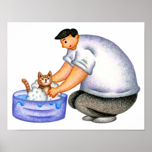 Enkel lyckomoment i badet. poster