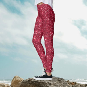 Enkel Lyx Kunglig Röd Glittermönster Leggings