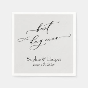 Enkel lyxig scriptfont Best Day Ever Ljusgrå Pappersservett