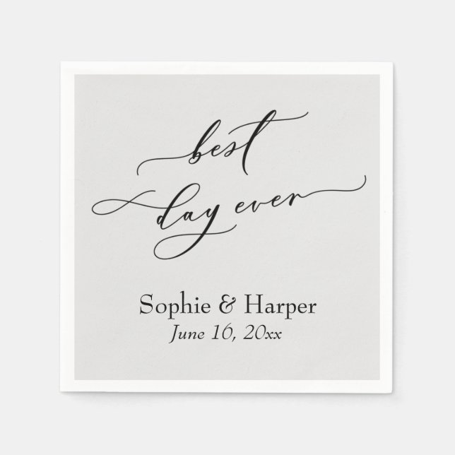 Enkel lyxig scriptfont Best Day Ever Ljusgrå Pappersservett (Framsidan)