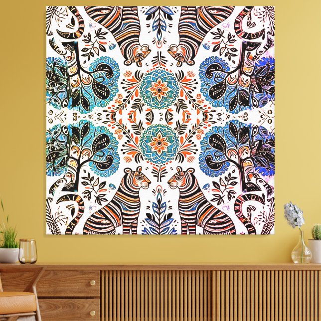 enkel madhubani-målning canvastryck (Insitu (Vardagsrum))