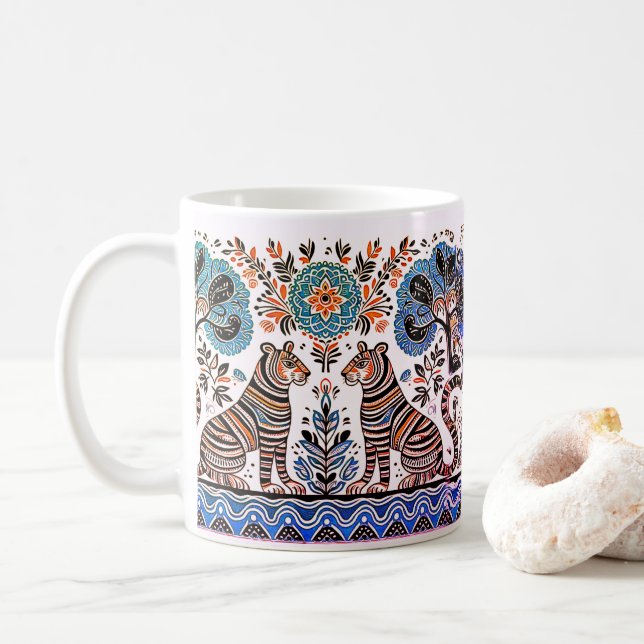enkel madhubani-målning kaffemugg (Med munk)