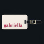 Enkel Magenta, fet typografi, Personlig Namn Bagagebricka<br><div class="desc">Bold Modern Typography Personlig Namn Luggage Tag i Magenta</div>