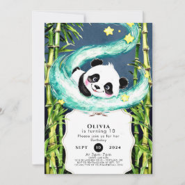 Enkel Magisk Panda Födelsedag i Pastell Inbjudningar