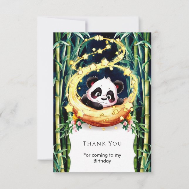 Enkel Magisk Vattenfärg Panda Födelsedag Tack Kort (Framsida)