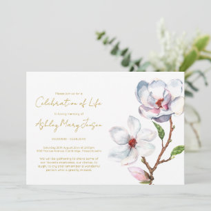 Enkel Magnolia Celebration of Life Begravning Inbjudningar