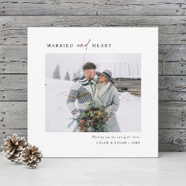 Enkel måltavla och merry Newlyweds Photo Square Julkort