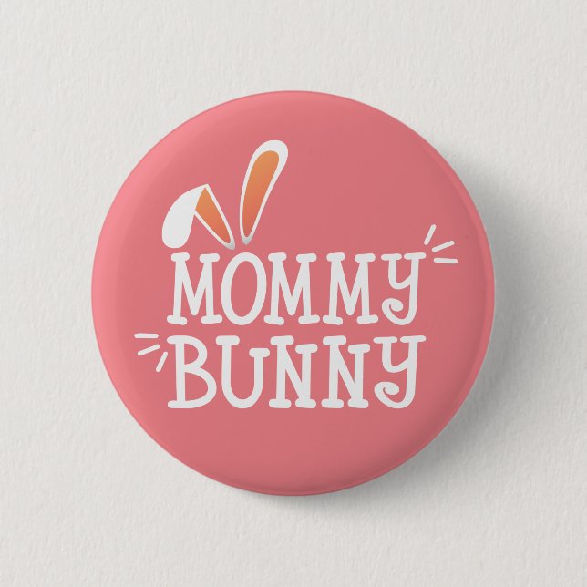 Enkel Mamma Bunny Påsk Typografi | PIN-knapp Knapp (Framsida)