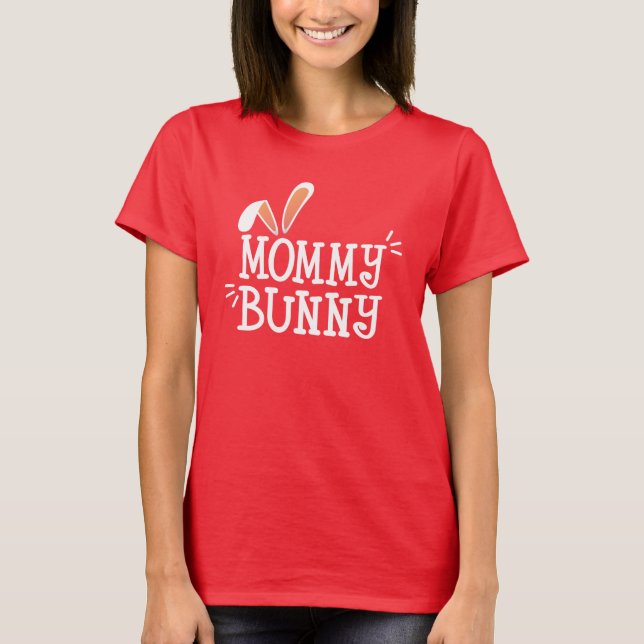 Enkel Mamma Bunny Påsk Typografi | T-Shirt (Framsida)
