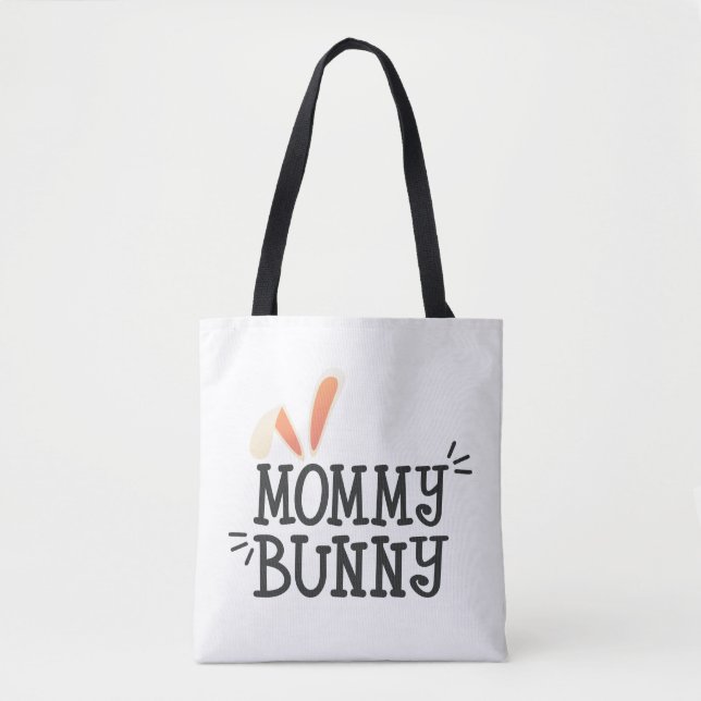 Enkel Mamma Bunny Påsk Typografi | Tote Bag Tygkasse (Framsida)