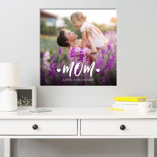 Enkel Mamma Heart-Personlig Fototryck (Personalized "Mom" custom photo poster. )