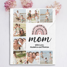 Enkel Mamma Photo Collage Rainbow Fleecefilt