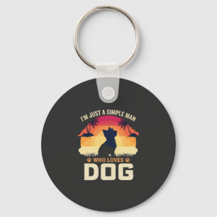 Enkel man som älskar hund Siluett Solnedgång Palm Nyckelring