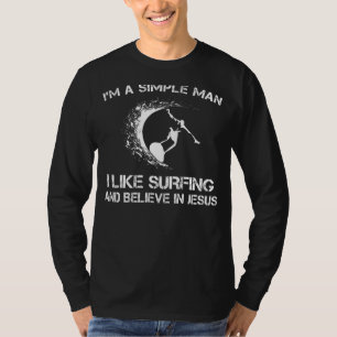 Enkel man: Surfing & Jesus Tee (33 tecken)