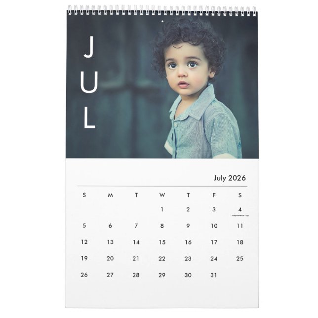 Enkel månads minimalistiskt foto kalender (Jul 2026)