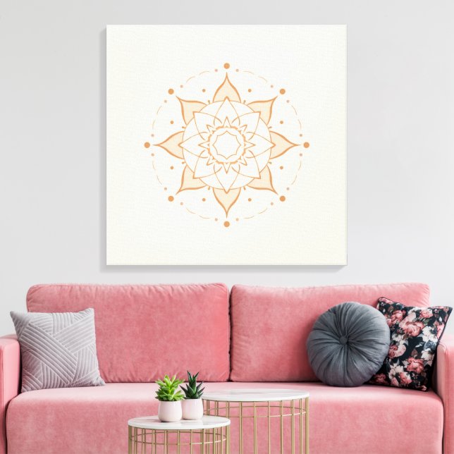 Enkel Mandala Väggkonst | Minimalistisk S Geometri Canvastryck (Insitu (Vardagsrum))