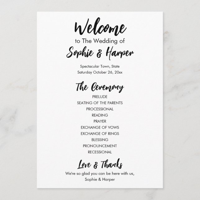 Enkel, mångsidig, modern Avslappnad, svartvitt Program (Framsida)