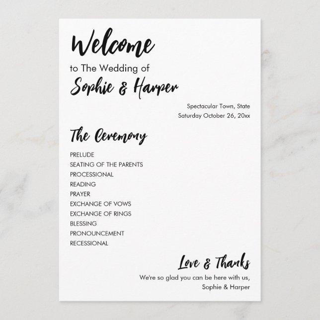 Enkel, mångsidig, modern Avslappnad, svartvitt Program (Framsida)