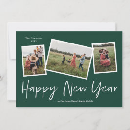 Enkel manus Happy New Year 3 fotokollage Julkort