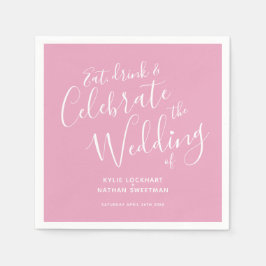 Enkel manusdostig rosa och vita bröllop-blöjor pappersservett