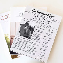 Enkel manustidning bröllop spara datum inbjudningar