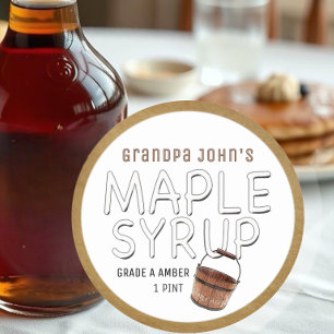 Enkel Maple Syrup-etikett Sap Bucket & Kraft Gräns Runt Klistermärke