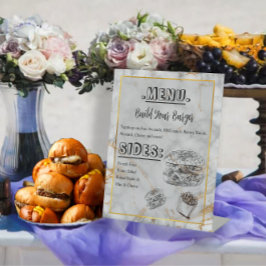 Enkel Marble Guld Elegant bröllop Burger Menu