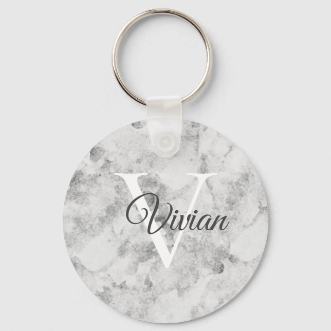 Enkel Marble Monogram Namn Nyckelring (Framsida)