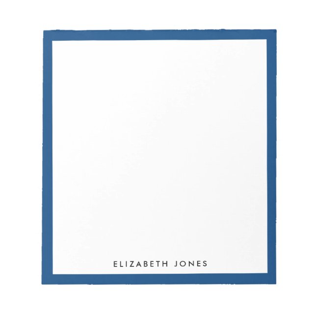 Enkel marin blå minimalistisk modern Snyggt Gräns Anteckningsblock (Framsida)