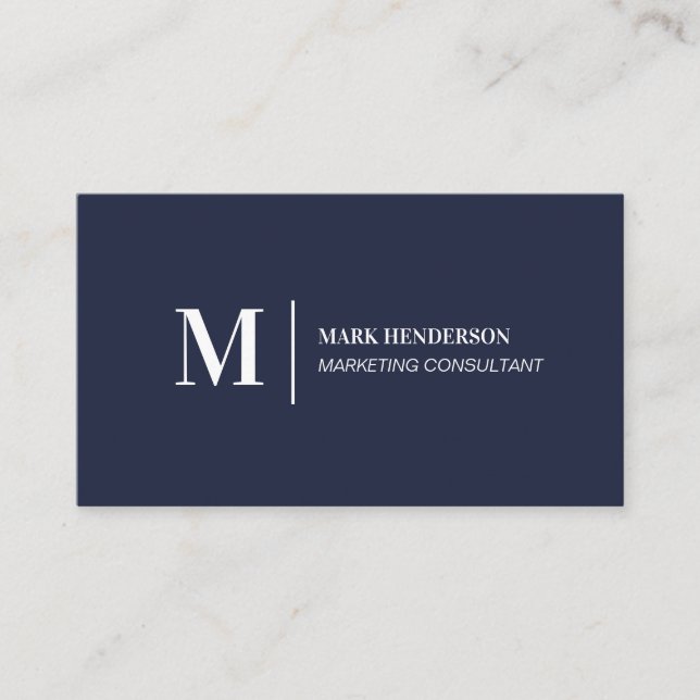 Enkel marin blå modern, minimalistisk visitkort (Framsida)