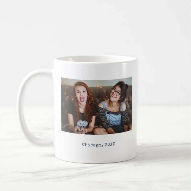 Enkel marin minimalistisk foto-souvenir kaffemugg (Vänster)