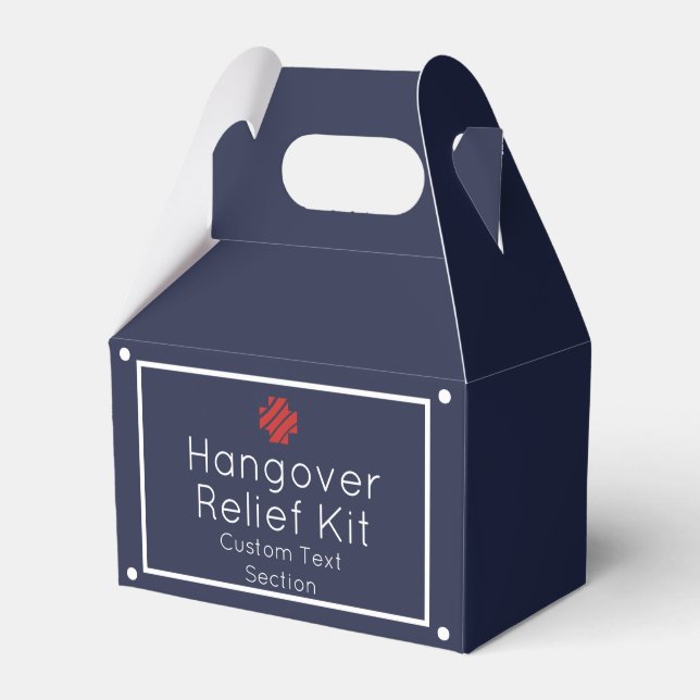 Enkel marin och vit Hangover Relief Kit Presentaskar (Framsidan Sidan)